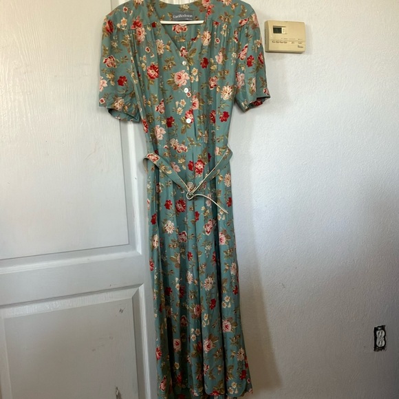 Woman’s Vintage Carol Anderson Floral Green Dress (14) - Picture 1 of 14